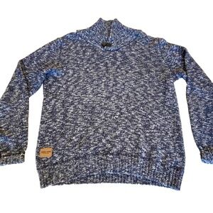 Point Zero Black Label 100% Cotton Men's Mock Neck Sweater;‎ Navy; Size L